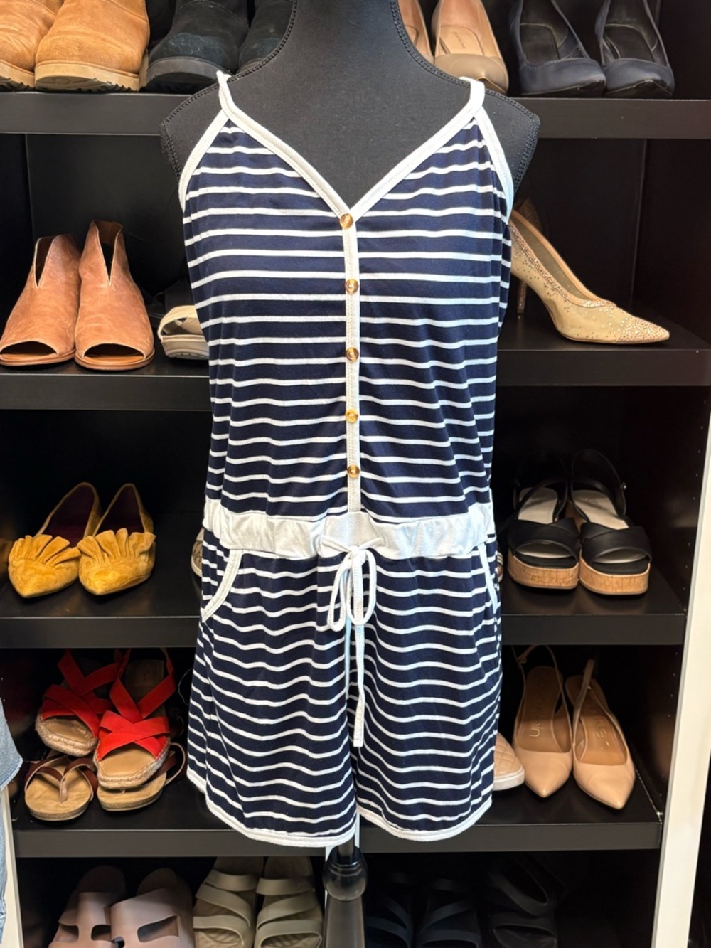 Cupshe Navy and White Striped Romper
